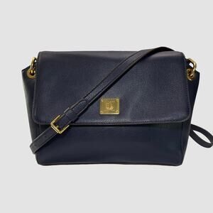 Lauren Ralph Lauren Purple Blue Leather Crossbody Bag Gold Hardware RLL Logo